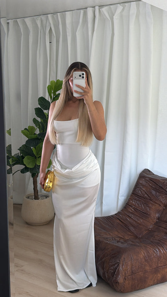 White Satin Maxi Dress