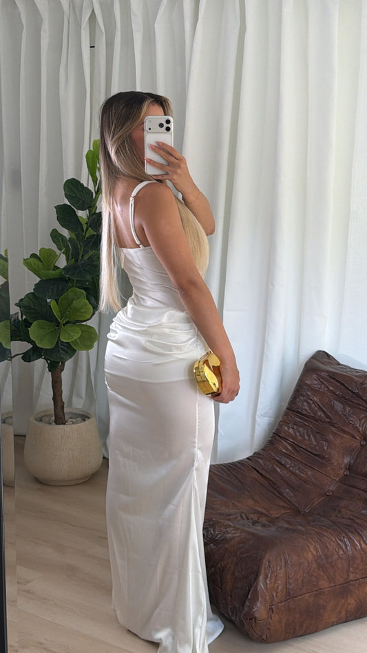White Satin Maxi Dress